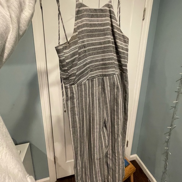 Blue and white stripped high neck jumpsuit - Picture 2 of 2